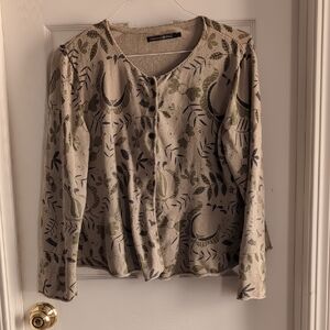 Gudrun Sjoden Beige and Green Patterned Cardigan